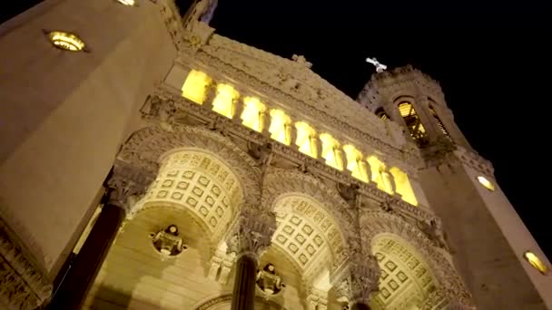 Прогулка Пределами Базилики Нотр Дам Фурвье Высококачественные Кадры — стоковое видео