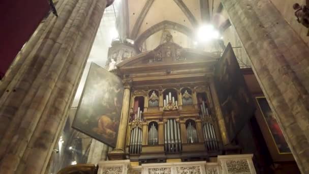 Caminando Iglesia Con Figuras Sagradas Duomo Milano Imágenes Alta Calidad — Vídeos de Stock