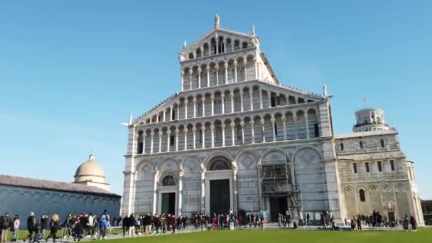 Pisa Italië 2022 Voorgevel Van Kathedraal Van Pisa Aan Het — Stockvideo