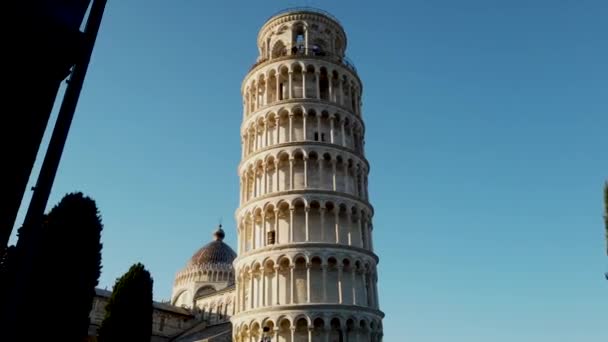 Menara Miring Pisa Italia Turis Lewat Rekaman Berkualitas Tinggi — Stok Video