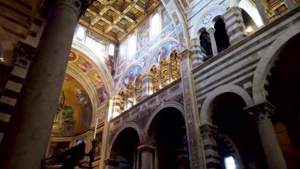 Pisa Itália Janeiro 2022 Belas Pinturas Teto Dentro Catedral Pisa — Vídeo de Stock