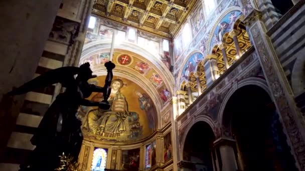 Vackra Takmålningar Inne Katedralen Pisa Toscana Högkvalitativ Film — Stockvideo