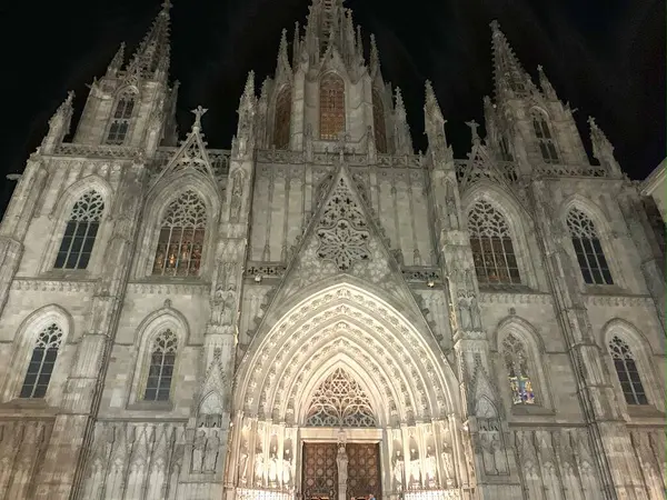 stock image Cathedral of Holy Cross and Saint Eulalia in Gothic quarter, Barcelona, Spain. High quality photo