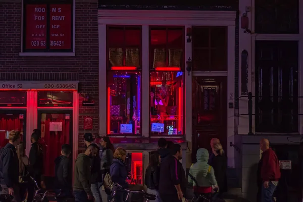 Scena Della Zona Rossa Sulla Fotofrafia Stradale Amsterdam Olanda 2019 — Foto Stock