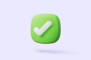 3d check mark icon isolated on white background. check list button best choice for right, success, tick, accept, agree on application. choose icon vector with shadow 3D rendering illustration