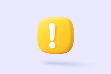 3d alert notification icon isolated on background. negative check list button choice for false, correct, tick, problem, fail on application. emergency icon vector with shadow 3D rendering illustration