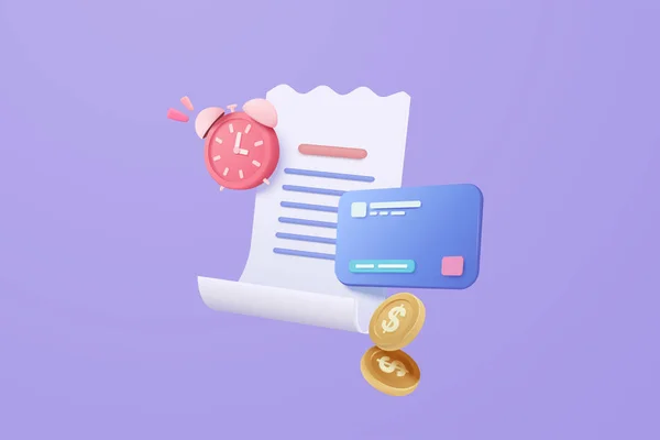 Kredi Kartlı Fatura Ödemesi Online Alışveriş Için Finans Ödemesi Saat — Stok Vektör