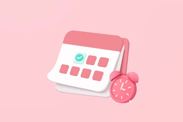 Calendar Marked Date Time Reminder Day Pink Background Calendar Todo — Stock Vector