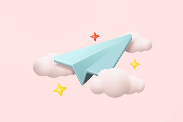 Papieren Vliegtuig Mail Pictogram Cloud Voor Het Verzenden Van Nieuw — Stockvector