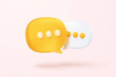 3D speech bubbles symbol on social media icon isolated on pastel background. Comments thread mention or user reply sign with social media. 3d speech bubbles icon vector with shadow render illustration
