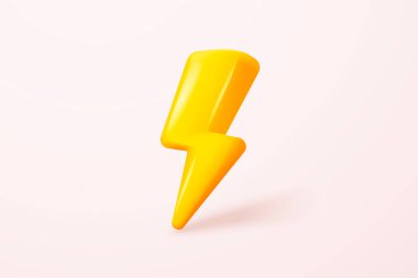 3D thunder bolt icons realistic on white background. symbol of thunderbolt energy, flash lightning, danger and power. Simple lightning strike emblem. 3d powerful charge icon vector render illustration clipart