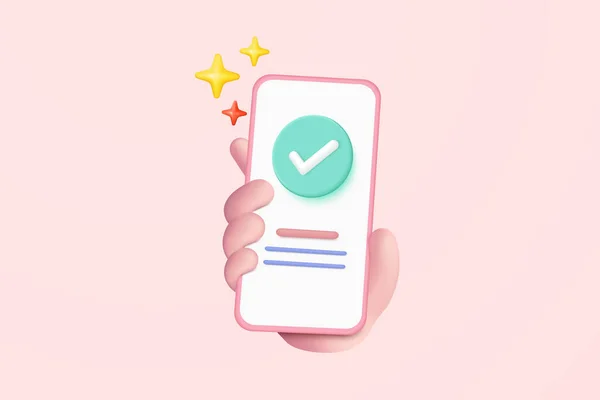 Check Mark Icon Isolated Mobile Phone Holding Hand Check List — 스톡 벡터