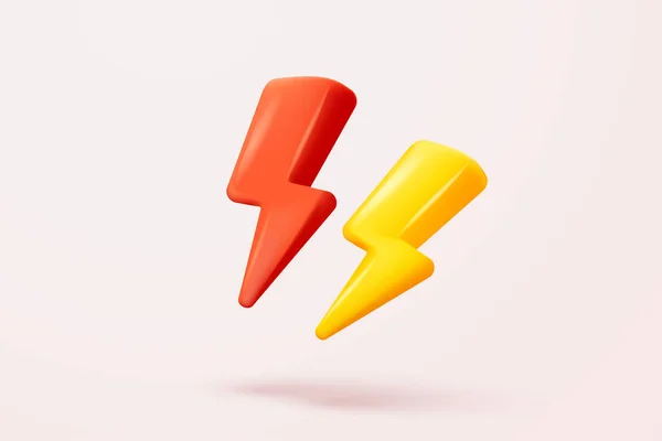 stock vector 3D thunder bolt icons realistic on white background. symbol of thunderbolt energy, flash lightning, danger and power. Simple lightning strike emblem. 3d powerful charge icon vector render illustration