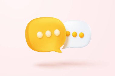 3D speech bubbles symbol on social media icon isolated on pastel background. Comments thread mention or user reply sign with social media. 3d speech bubbles icon vector with shadow render illustration