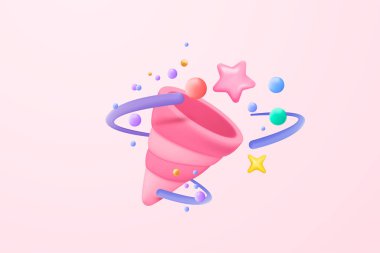 3d party poppers with flying confetti. Firecracker explodes with ribbon explode for surprise, winner, birthday party and anniversary with cone popper. 3d confetti bang icon vector render illustration
