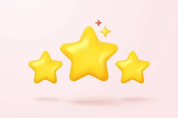 Yellow Stars Glossy Color Icon Game Pink Background Customer Rating — ストックベクタ