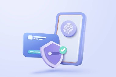 Çevrimiçi alışveriş için 3D kredi kartı, ödeme koruması için online ödeme. Cep telefonu şifre güvenliğiyle alışveriş. 3d finans vektör canlandırma çizimi