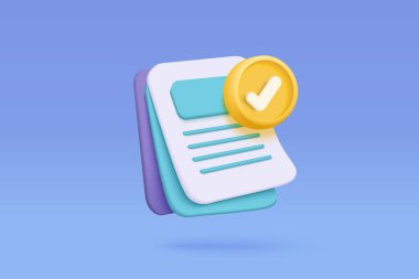 3d beyaz pano görev yönetimi mavi arkaplan üzerinde kontrol listesi, proje planı konsepti, atama ve sınav üzerinde verimli çalışma, üretkenlik çözüm simgesi. 3d simge vektör çizimi çizimi