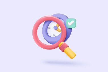 3D minimal arama çubuğu ya da pembe arka plandaki boş arama çubuğunda büyüteç. Web tarayıcısında arama çubuğu tasarım ögesi. UI illüstrasyonu için pastel arkaplanda 3d vektör büyüteç