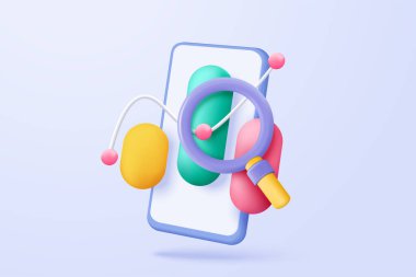 Cep telefonlu 3 boyutlu borsa grafiği. Para sat ve satın al ve finans sektörü konseptiyle değiş tokuş et, yatırım kazan. Yatırım çizimi için 3d banka işlem vektör simgesi