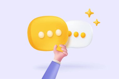 3D speech bubbles symbol on social media icon isolated on pastel background. Comments thread mention or user reply sign with social media. 3d speech bubbles icon vector with shadow render illustration