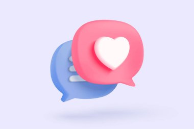 3D speech bubbles symbol on social media icon isolated on pastel background. Comments thread mention or user reply sign with social media. 3d speech bubbles icon vector with shadow render illustration