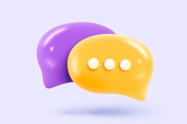 3D speech bubbles symbol on social media icon isolated on pastel background. Comments thread mention or user reply sign with social media. 3d speech bubbles icon vector with shadow render illustration