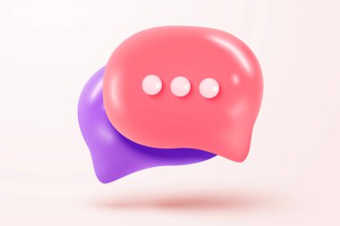 3D speech bubbles symbol on social media icon isolated on pastel background. Comments thread mention or user reply sign with social media. 3d speech bubbles icon vector with shadow render illustration
