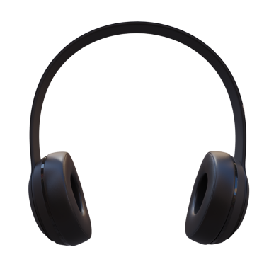 3D siyah kulaklıkları şeffaf arkaplan ile oluştur