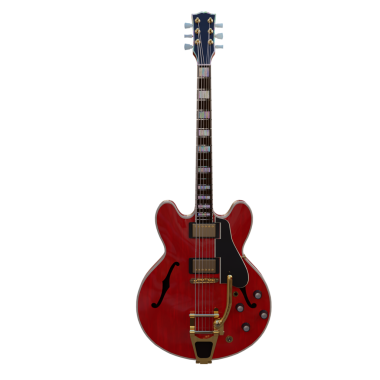 Şeffaf arkaplan ile 3d render kırmızı gitar