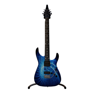 Şeffaf arkaplan ile 3d render mavi gitar