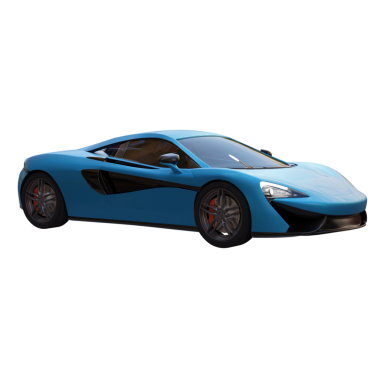 3d render spor mavi araba şeffaf arkaplan