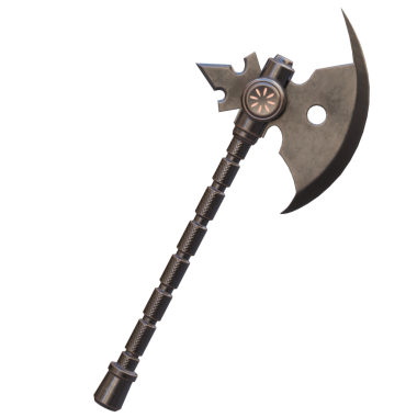 Arkaplanı şeffaf olan 3d oyun metali baltası