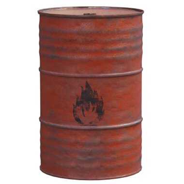 3D yanıcı kırmızı yağ varilinin arkaplanı şeffaf