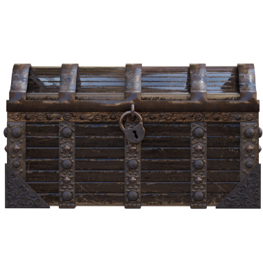 Şeffaf arkaplanlı 3D hazine sandığı