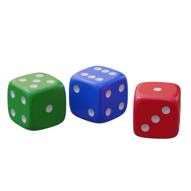 3D görüntüleme üç zarlı yeşil mavi, şeffaf arkaplan