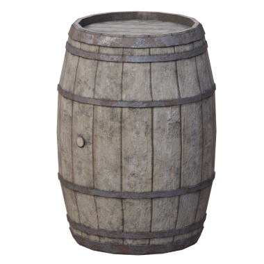 Arkaplanı şeffaf olan 3D işlemeli ahşap fıçı