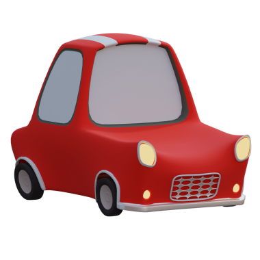 Arkaplanı şeffaf olan 3D çizim kırmızı araba