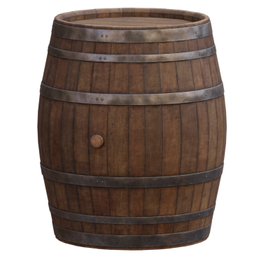 Arkaplanı şeffaf olan 3D rendeleme şarap fıçısı