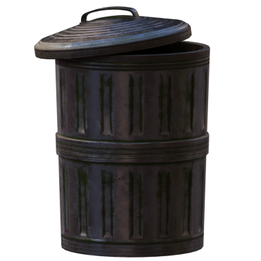 Arkaplanı şeffaf olan 3d render metal çöpü