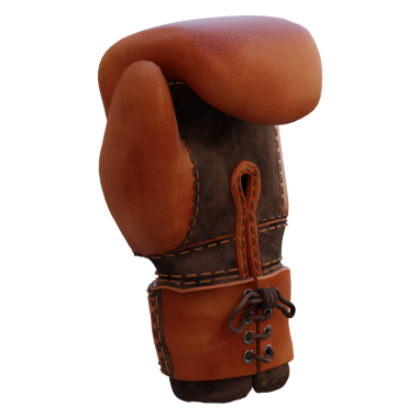 3D render, şeffaf arka planı olan klasik boks eldiveni.