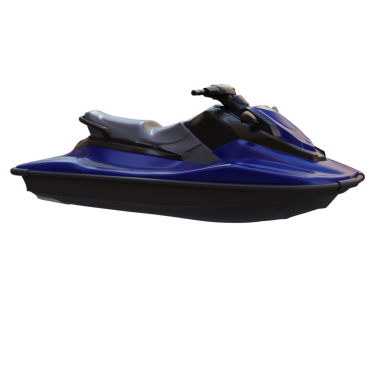 3D transparan arkaplanlı mavi jet çizimi