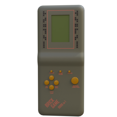 3D işlemeli eski tuğla oyunu konsolu şeffaf arkaplan