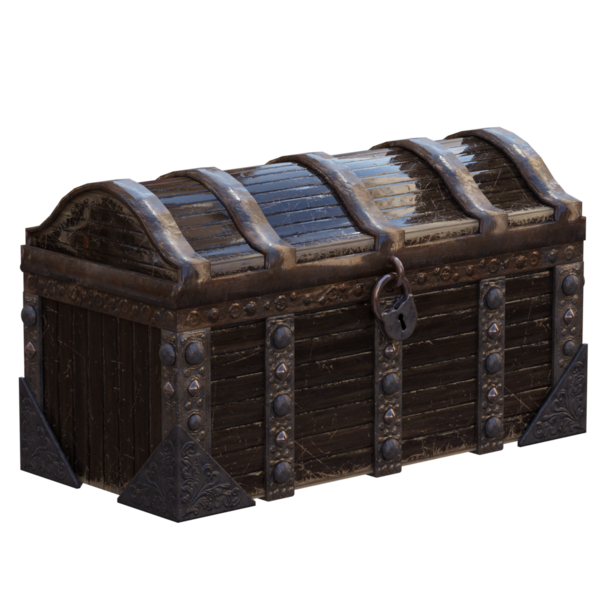 Şeffaf arkaplanlı 3D hazine sandığı