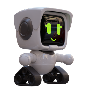 3D şeffaf arkaplanı olan mini robot görüntüsü