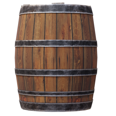 Arkaplanı şeffaf olan 3D işlemeli ahşap fıçı