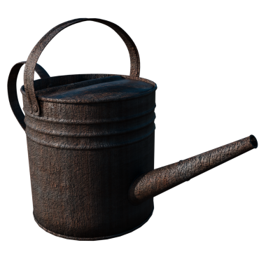 3D işlemeli metal bahçe sulama kutusu ve şeffaf arka plan