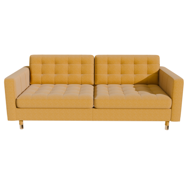 3D sarı kanepe şeffaf arka planlı ev dekoru