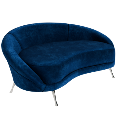 Şeffaf arkaplanı olan 3d rendelenmiş mavi kanepe ev dekoru