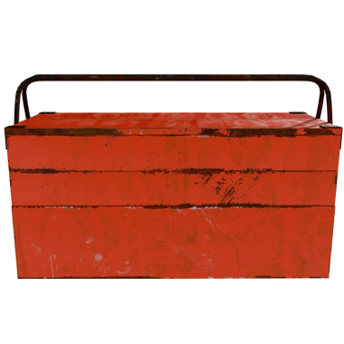 Şeffaf arkaplan ile 3D render kırmızı metal alet sandık